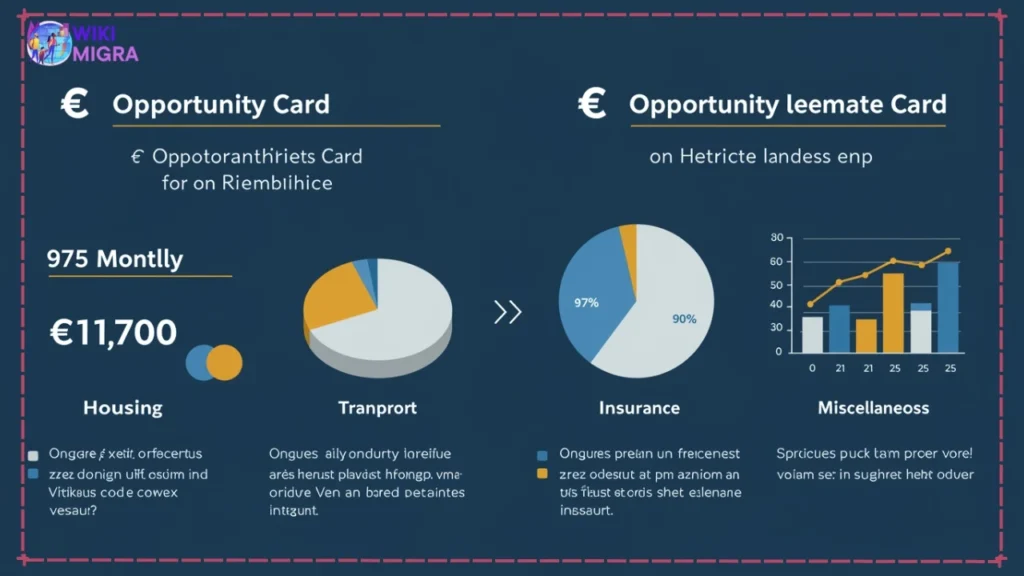 Infographic showing €975 monthly and €11,700 annual financial requirements for German Opportunity Card visa