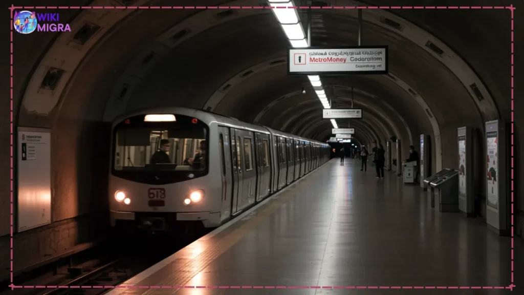 Tbilisi metro station with passengers using the affordable public transport system, showing transportation costs in Georgia are very reasonable compared to European standards.