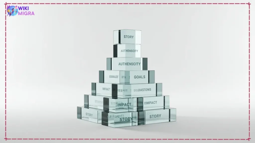 Transparent blocks stacked, symbolizing foundational principles of an MBA personal statement like authenticity and goals.