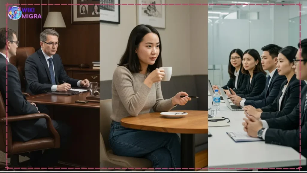Different MBA interview formats including blind interviews, alumni interviews, and group assessments for business school admissions
