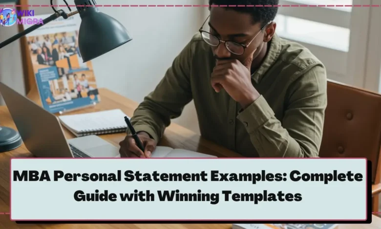 Focused professional writing an MBA personal statement Examples on a laptop at a modern desk.
