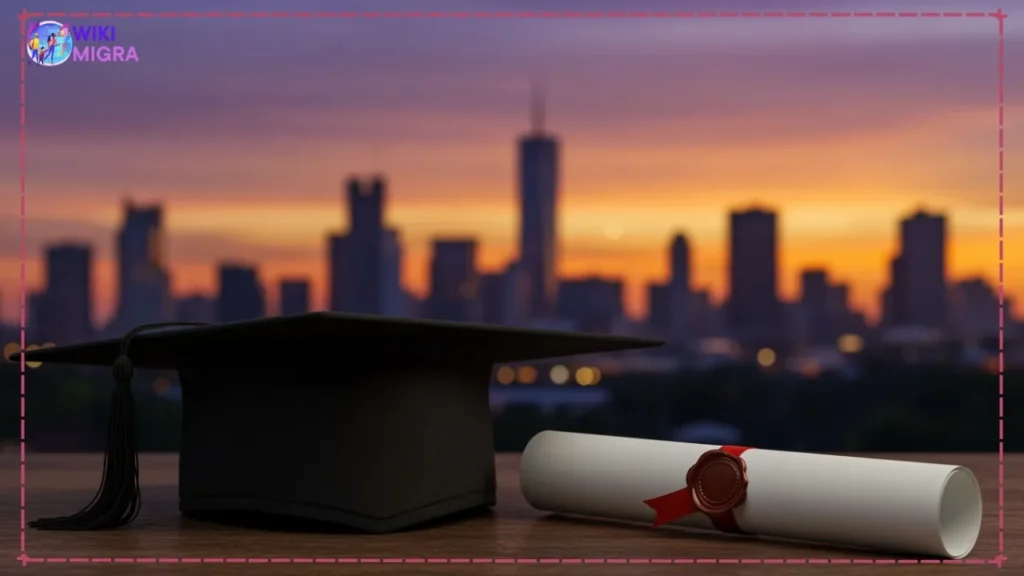 A professional networking event where MBA graduates are exchanging ideas and business cards, showcasing the importance of connections in business education.