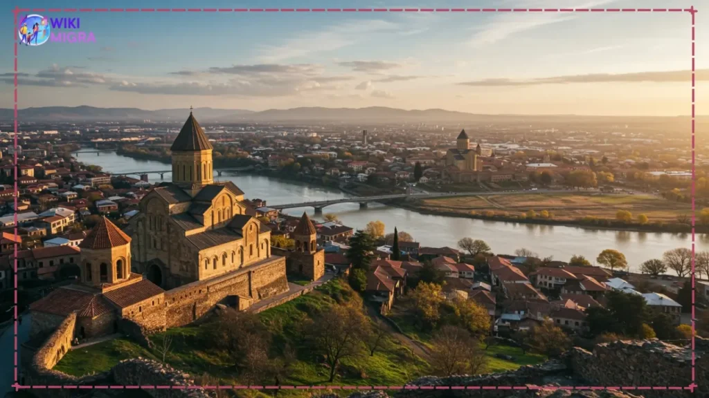 Jvari Monastery overlooking the confluence of Mtkvari and Aragvi rivers in Mtskheta, Georgia; a historic stop on a Mtskheta day trip