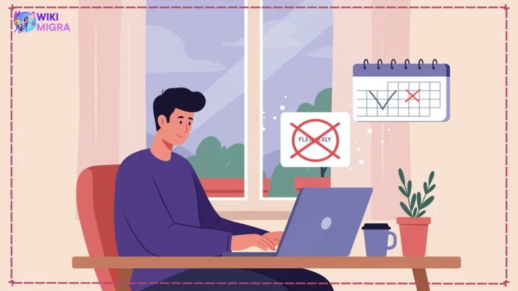 Illustration of a professional studying flexibly for an online MBA at home, free from GMAT exam stress.