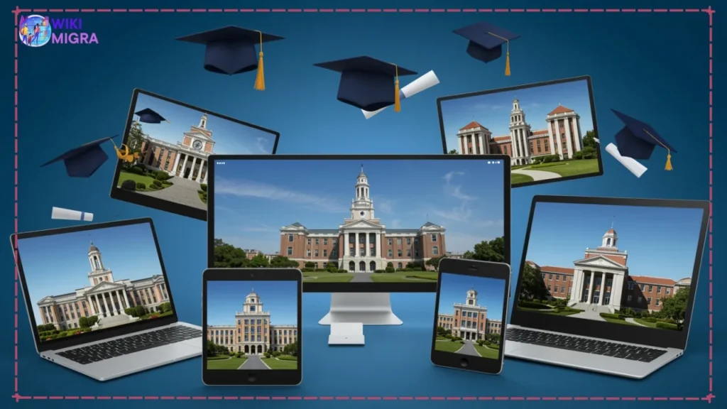 Warning signs versus verification checkmarks showing difference between legitimate accredited online courses psychology programs and diploma mills