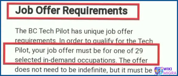 job offer requirements